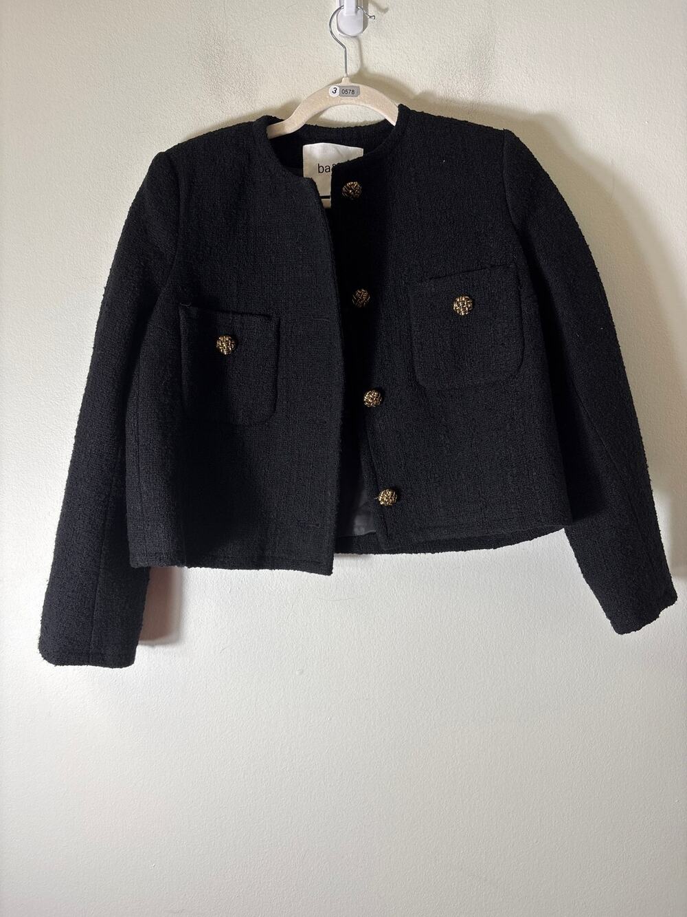 Ba&sh Black Tweed Jacket Sz S